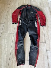 Vintage HARRO Lederkombi Motorradkombi schwarz rot, Gr. 50, 2-teilig