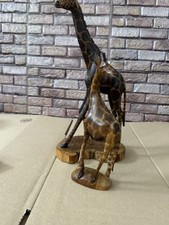 2 Giraffen aus Holz handgeschnitzt 33cm Skulptur Giraffe Holzfiguren