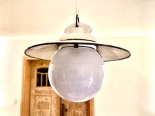 Antike Emaille Deckenlampe mit