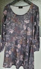 edles Damen Kleid, Gr. 46, XXL, Gina, grau braun beige, dünner Wollstoff, Gothic