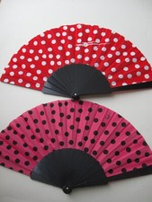 2 Stk Handfächer Fächer Taschenfächer aus Stoff und Kunststoffstreben B-Ware