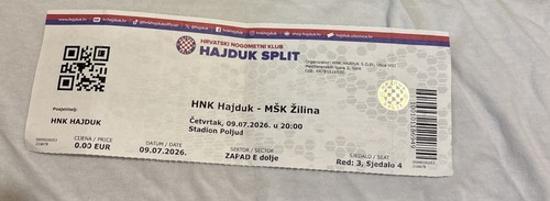 Used ticket hajduk split - ticket,