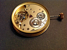 Taschenuhrwerk System Glashütte feinreguliert Krone, Zifferblatt und Zeiger top