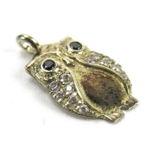 Süßer Anhänger aus 925er Sterling Silber EULE Charm Schmucksteine Owl Pendant