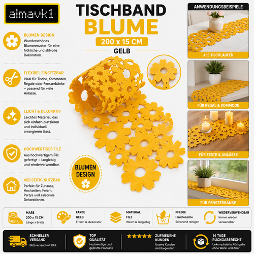 Tischläufer blumen gelb - tischläufer,