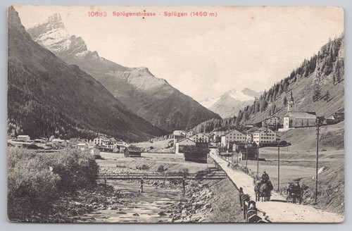 Splugen dorf straßenszene - splugen,