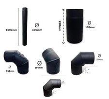 Ofenrohr Rauchrohr Kaminrohr Bogen 130 - 150 mm Stahlrohr Schwarz - Grau  2mm