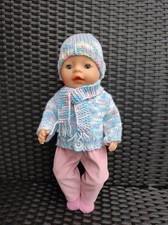 Puppenkleidung 43 cm 5tlg Handmade Set mit Cordhose, Schal und Söckchen