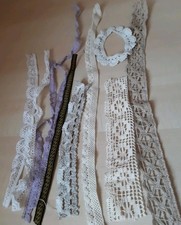 Konvolut versch. Bänder Reste, Spitzen - Für Puppen Nähen, Basteln- Leinen u.a.