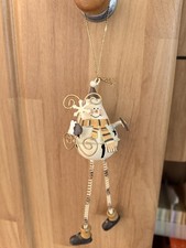 Hänge-Deko SCHNEEMANN aus Blech  ca. 14 cm beige creme Weihnachten