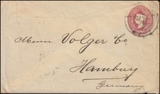 Großbritannien Umschlag Königin Viktoria 2 1/2 P von LONDON 21.7.1890 n. Hamburg