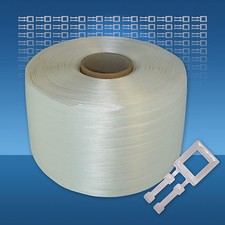 Textilband Umreifungsset 13 mm, 400 m Umreifungsband + 250 Kunststoffklammern