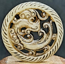 Alte Jade Hetian Nephrita Antik Drachen Anhänger China Handwerk