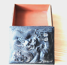  Metall  -Schatulle-Kästchen  -Drachenmotiv -Made in Japan --60ger Jahre