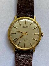 Provita  Herrenuhr 17 Jewels Incabloc - Handaufzug , Leder  - Werk läuft nur an