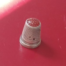 Alter Fingerhut Sterling-Silber 925 - roter "Glaskopf" - 3,9g !