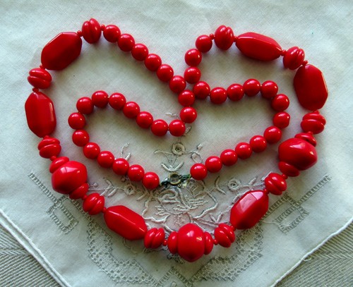 Alte rote perlenkette glas - perlenkette,