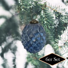Weihnachtskugel oval blau