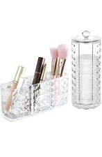 IWTTWY Kosmetik Organizer, 2 Stücke Acryl Makeup Pinsel Halter & Wattepadspender
