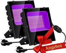 OTeedo UV Schwarzlicht 200W – Dimmbar IP66 – LED Fluter 2er Set – Party Deko