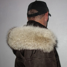 Kojote Pelz Kapuze Kragen Echt Fell für Jacke Parka Mantel Coyote XXL Fellkragen