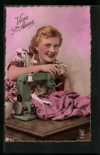 Dame mit Nähmaschine von