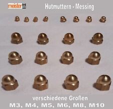 Hutmuttern Messing, M3, 4, 5, 6, 8 ,10, Sechskant Hutmutter