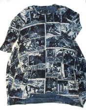 Rundholz Black Label Shirt Kleid Tunika Comic Print Oversized Blautöne