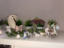 Schleich Konvolut Elfen & Feen, mit Blütenschirm, Boot, Elfen und Pferden 