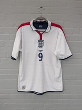 Vintage Umbro #9 Rooney Trikot Wendetrikot Gr. L Weiß Blau Rot Patches Original 