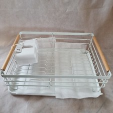 Abtropfgestell, Abtropfschale, 1-stufiger Geschirrständer, Besteckständer & Abtropfschale (weiß)