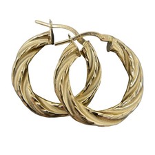 14 Karat Gelbgold Creolen mit gedrehtem Muster | 14K/585