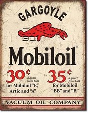 Mobil Oil USA Tankstellen Metall Vintage Design Schild Werbung Plakat