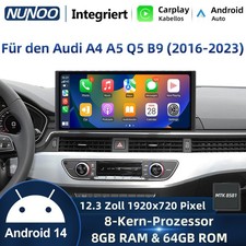 12.3" Android14 Autoradio 8-kern 64G CarPlay Für AUDI A4 A5 Q5 B9 16-23 GPS Navi