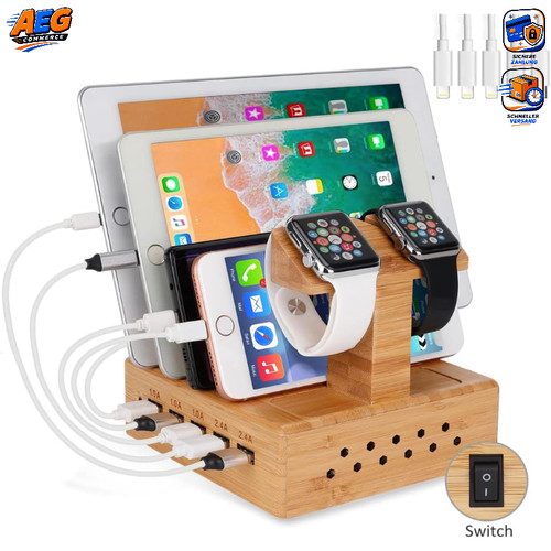 Ladestation usb bambus - ladestation,