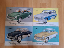 4 x PROSPEKT WARTBURG LIMOUSINE -COUPE-KOMBIWAGEN CAMPING LIMOUSINE 1961