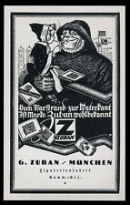 Alte Werbung Reklame 1925 ZUBAN Zigaretten Zigarettenfabrik München