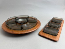 2 DIGSMED Dänemark TOP Drehteller Rauchglas Kabaret Anbietschale Lazy Susan DK
