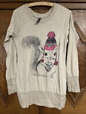Blind Date casual Damen Langarmshirt Gr. 38 M beige mit EichhörnchenPrint