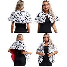 Damen Kunstpelz Stola Schal Dalmatiner Shrug Fasching Mottoparty Kostüm Zubehör