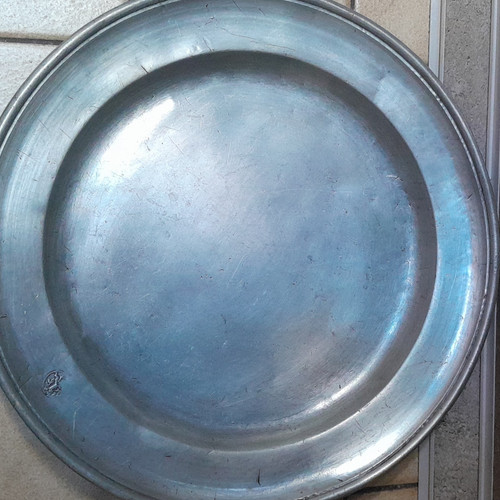 Runder zinnteller zinnplatte - zinnteller, /