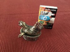 Messing Pillendose, Süßstoffdose Huhn im Nest, 
