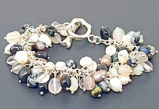 Vintage Whitney Kelly WK Sterlingsilber Charm Edelstein Armband 7"