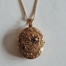 antike Halskette Kette - Medaillon Anhänger - golden - Stempel/Punzen - Nachlass