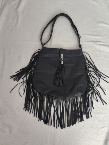 Handtasche schwarz fransen - schwarz, neu