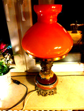 Stehlampe vintage gebraucht, Keramik - Messingfuß, Glasschirm