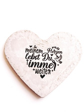 Herz aus Beton mit Schriftzug Grabschmuck Trauer Grabgesteck Grabherz