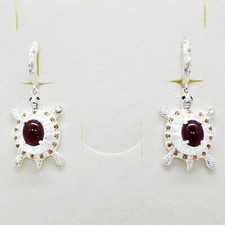 Rubin Saphir Ohrringe SCHILDKRÖTE 925 Silber 585 Bicolor vergoldet