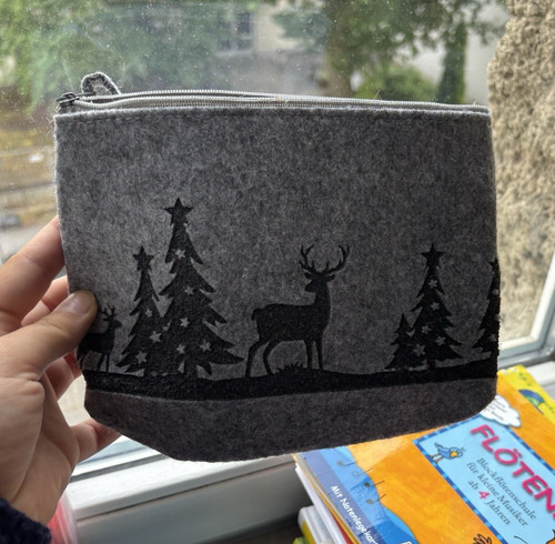 Filz kosmetiktasche grau mit - filz,