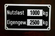 Oldtimer Typenschild Schild Nutzlast s64 Unimog 2010 401 411 CH Schweizer Armee